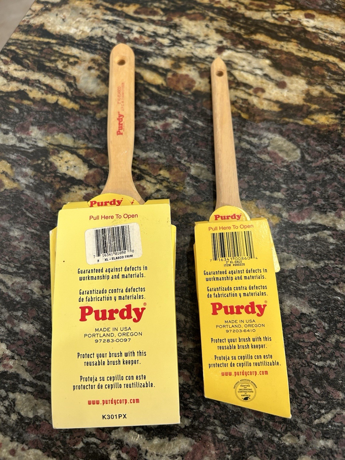Purdy Elasco Flat 3" & 2" Dale Angle Edge Paint Brush Lot -Nylon/Polyester - NEW