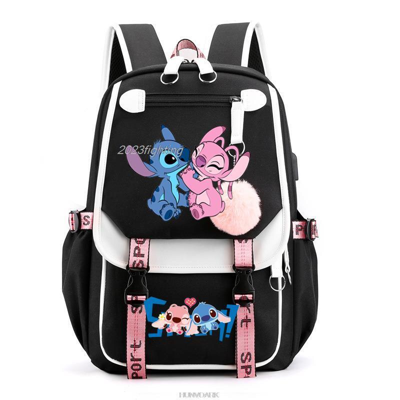 Lilo And Stitch Backpack USB Computer Travel Backpacks 18"Laptop Mochilas bags