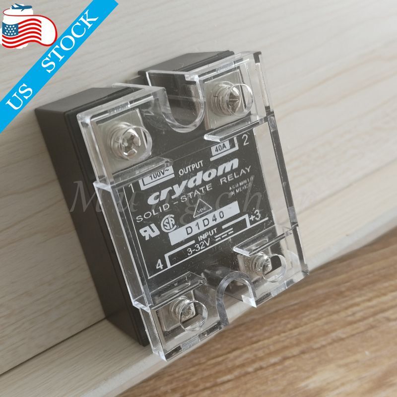 2PCS Solid State Relay For Crydom D1D40 Module 3-32VDC SPST-NO 40A Load 100VDC