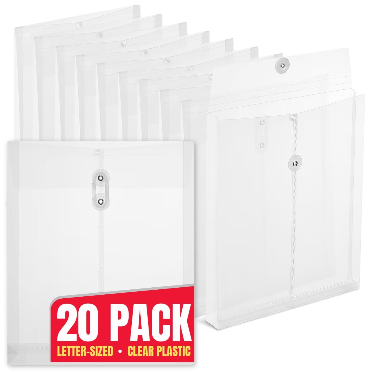 Poly Envelopes String Button Tie Closure Letter Size File Document 20 Pack