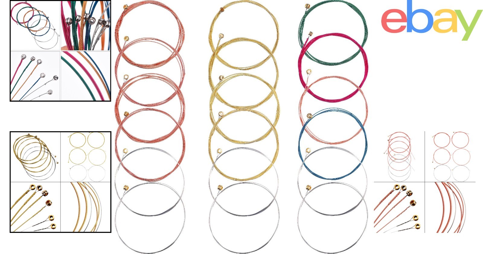 Stylish and Functional Acoustic Guitar Strings - Multicolor and Yellow Sets