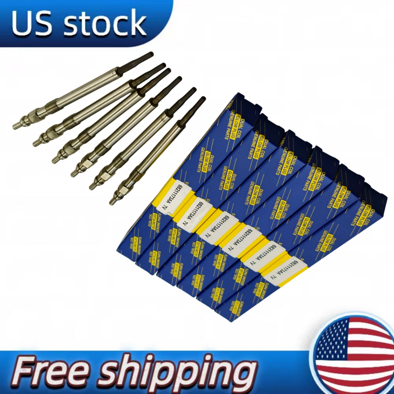 Set of 6 Diesel Glow Plugs Fit For Ram 1500 14-19 RAM 1500 CLASSIC 19 3.0l V6