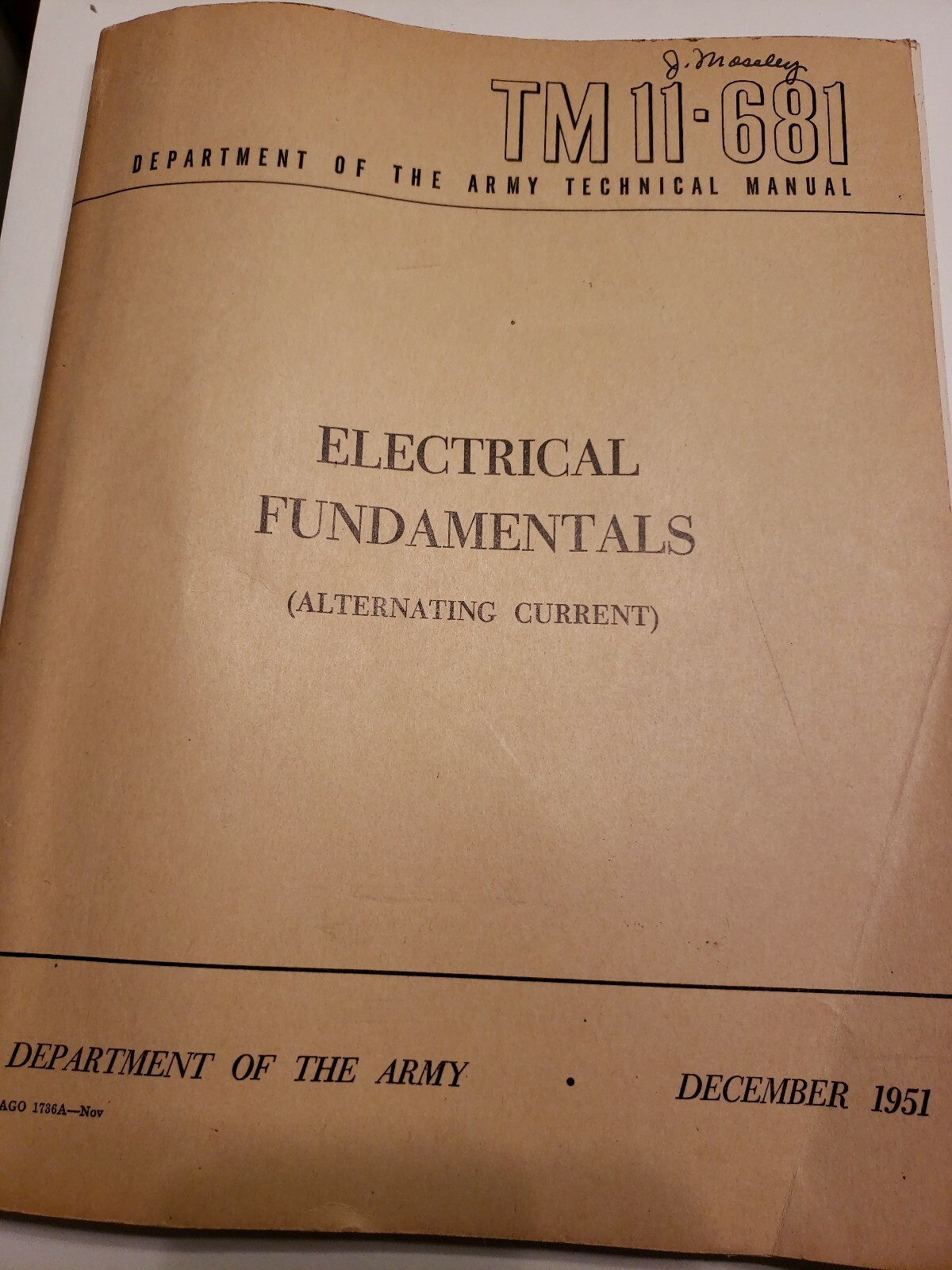 Vintage Department of the Army 1951 Technical Manual TM11-681 Electrical