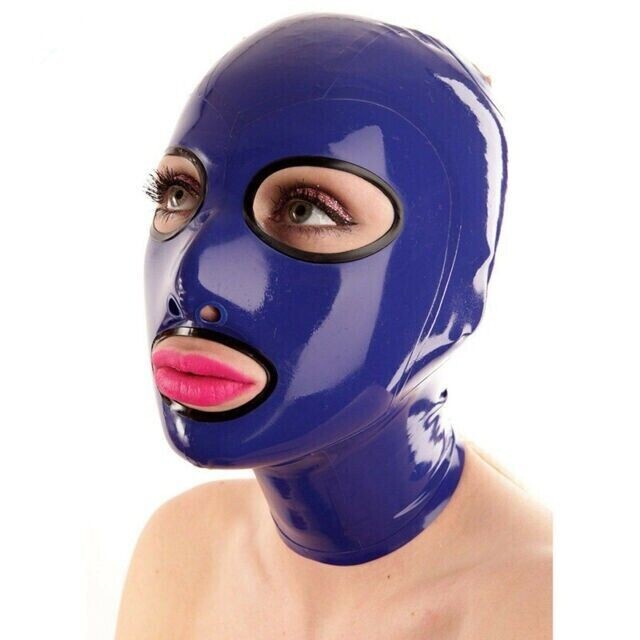 Latex Mask Rubber Hood Open Beautiful Eyes and Mouth Back Zipper Club Wear