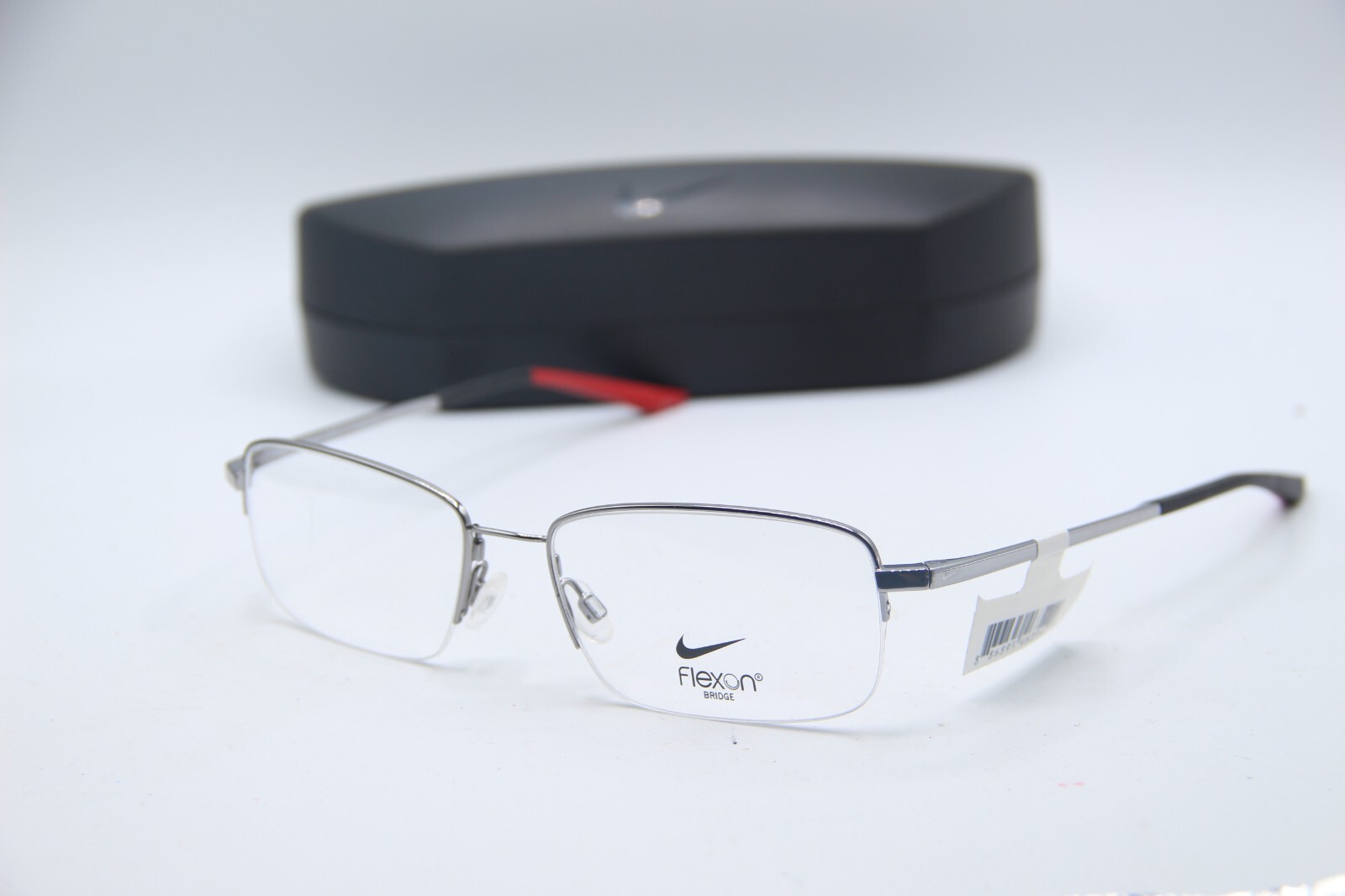 NEW NIKE FLEXON 4306 073 SILVER BLACK RED AUTHENTIC FRAMES EYEGLASSES 56-18