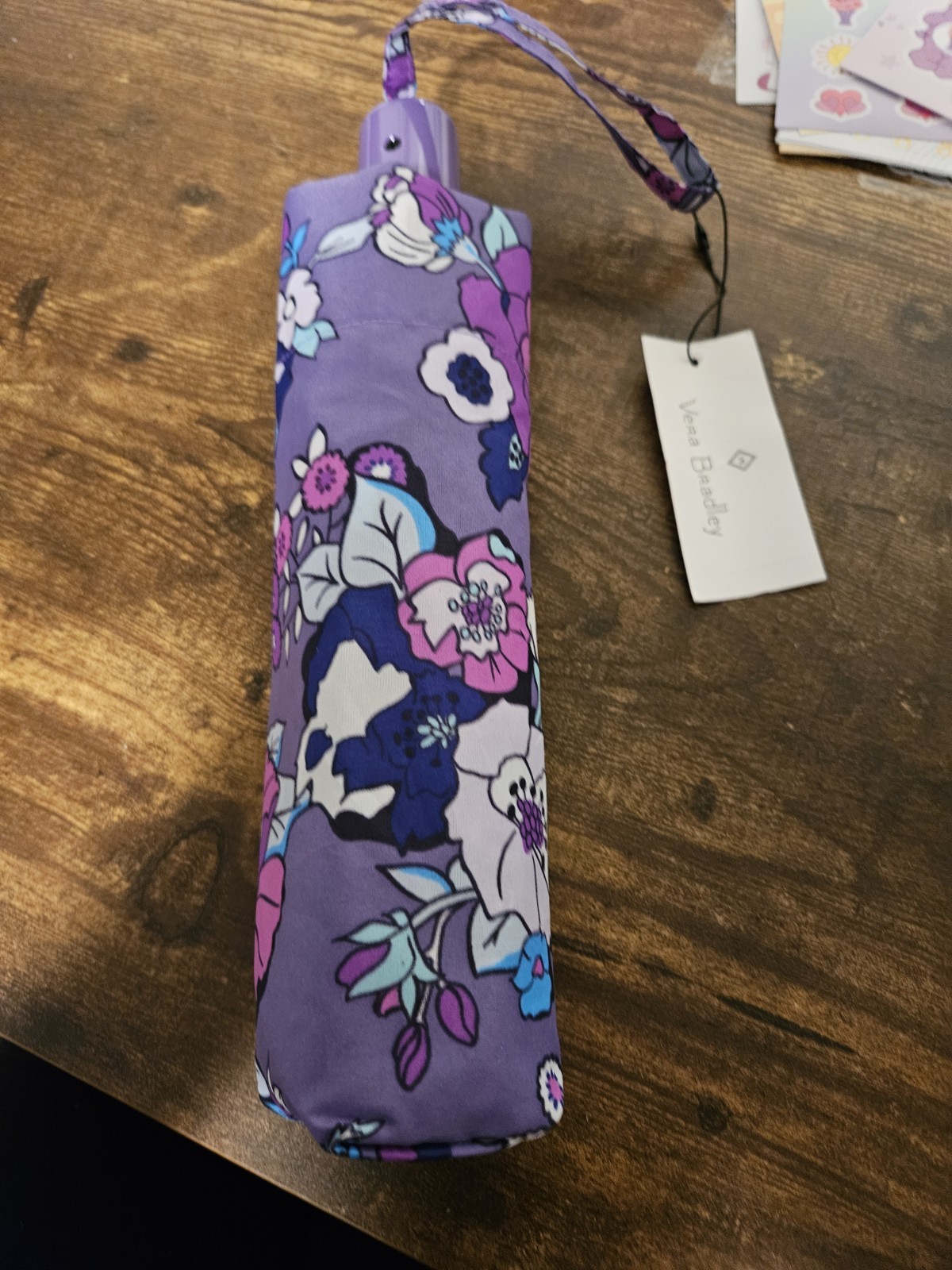 Vera Bradley Purple Floral Umbrella-new With Tags