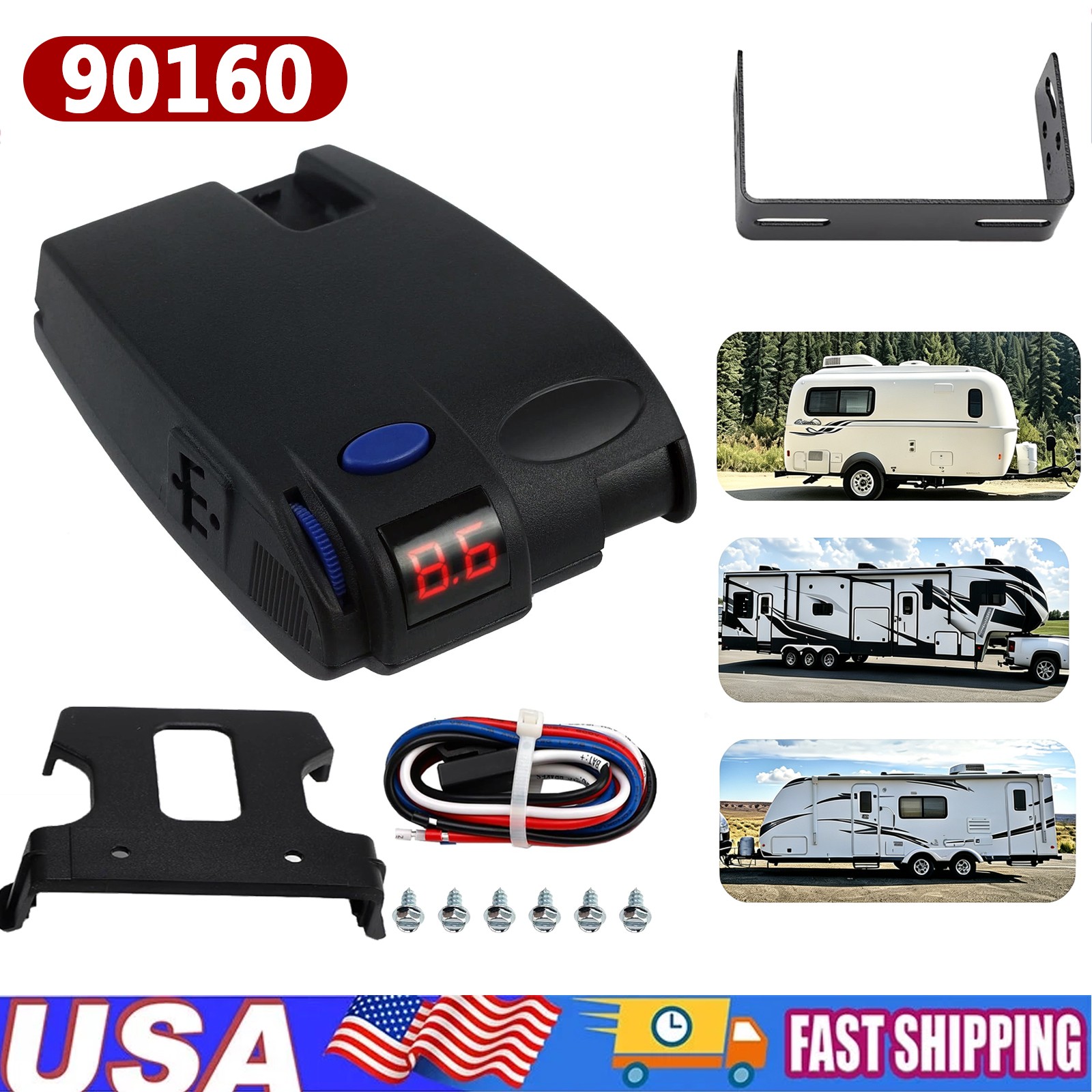 Trailer Brake Controller Module For Ford Chevy 1-3 Axles Electric Trailer 90160