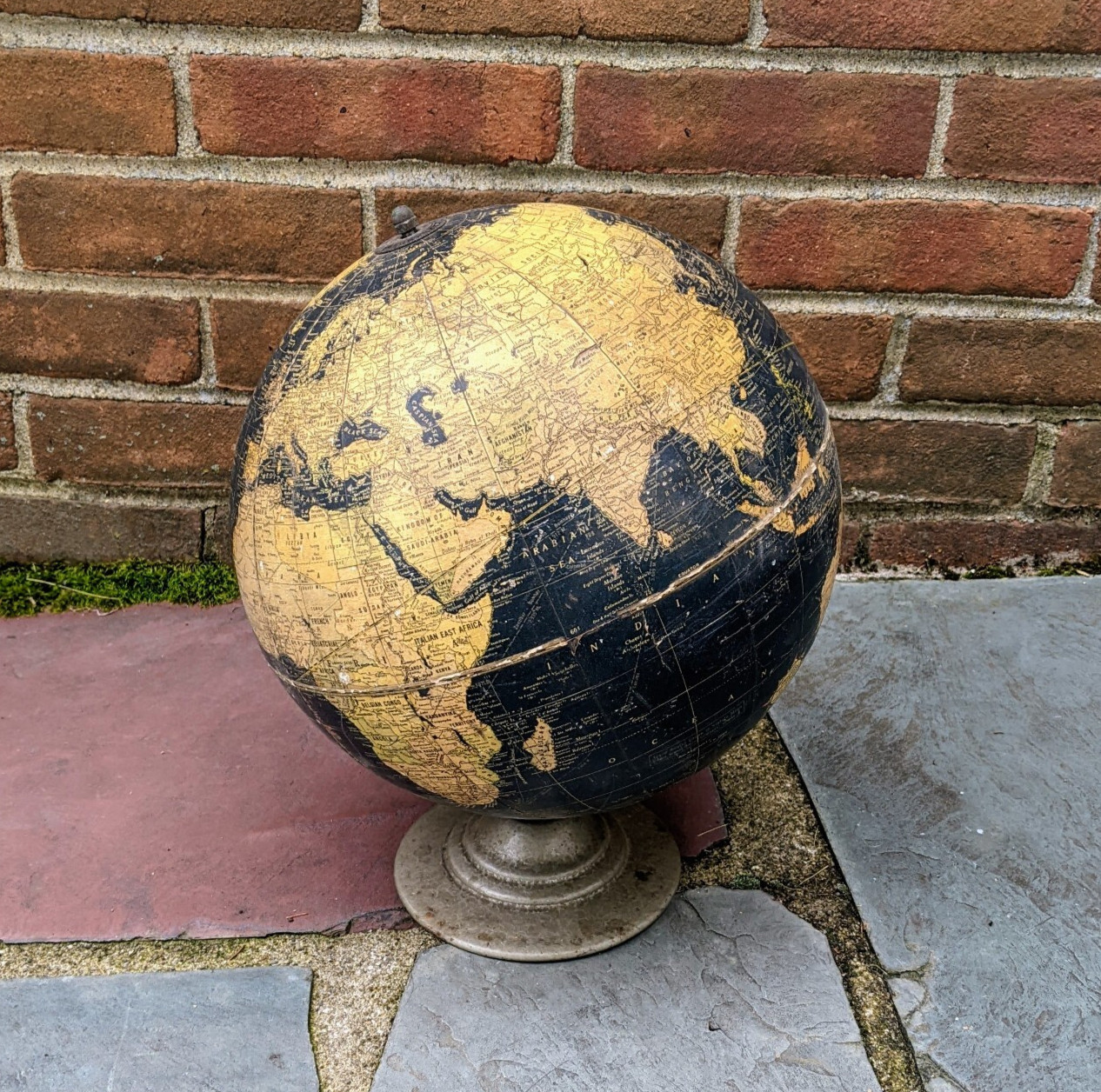 Cram's Universal Terrestrial Black Globe 10 1/2" No. 105  Metal Base Stand Prop