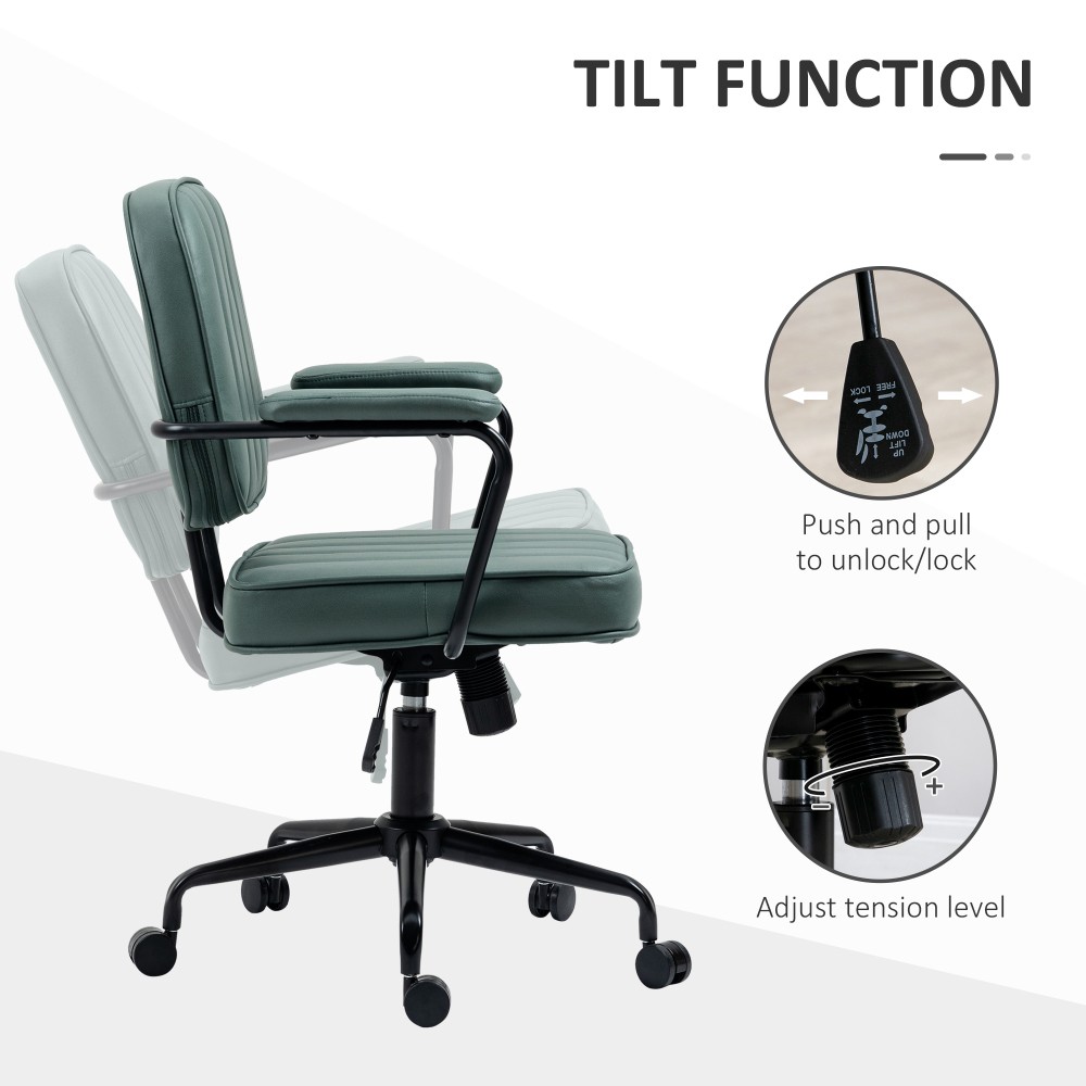 Home Office Chair - Adjustable Height & Tilt, Swivel, Low-Back Support