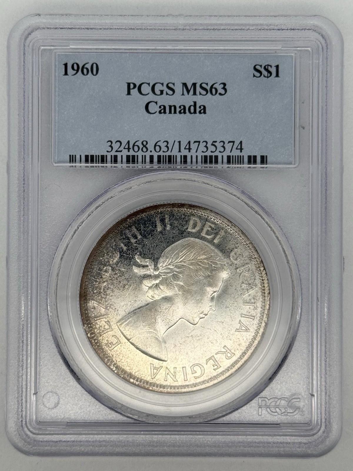 1960 Canada Silver Dollar $1 PCGS MS63