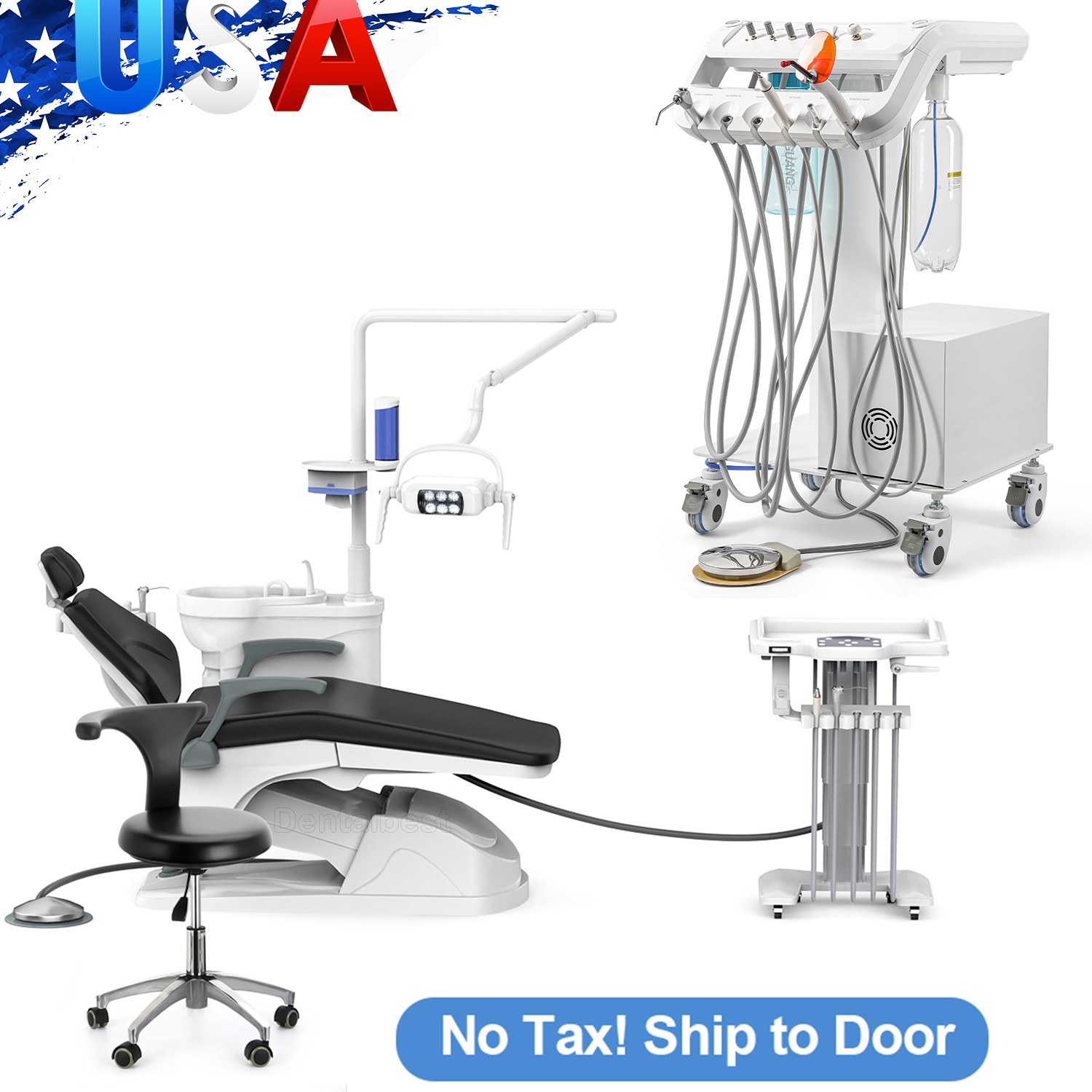 Dental Unit Chair Integral Computer Controlled DC  / Mobile Delivery Unit 4 Hole
