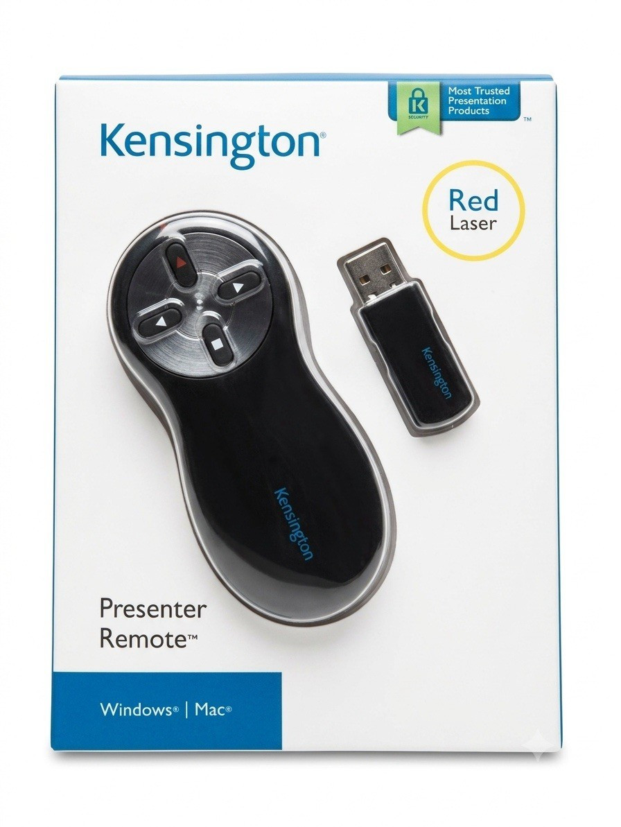Kensington K33374USB Wireless Presenter Remote Red Laser USB Mac/Windows Black