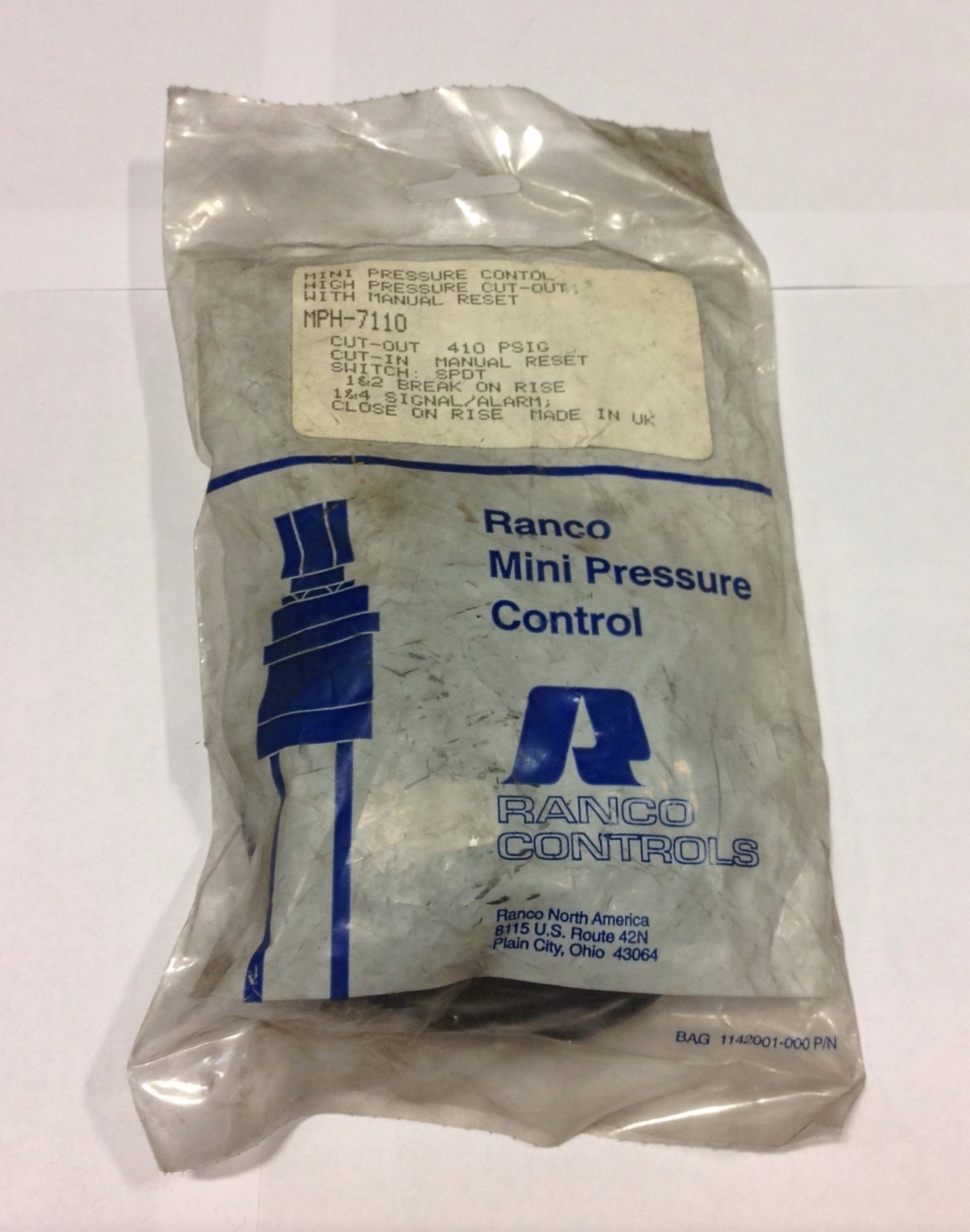 ~Discount HVAC~CP-RANMPH7110-Ranco Mini High Press Cut-Out W/ Manual Reset SPDT