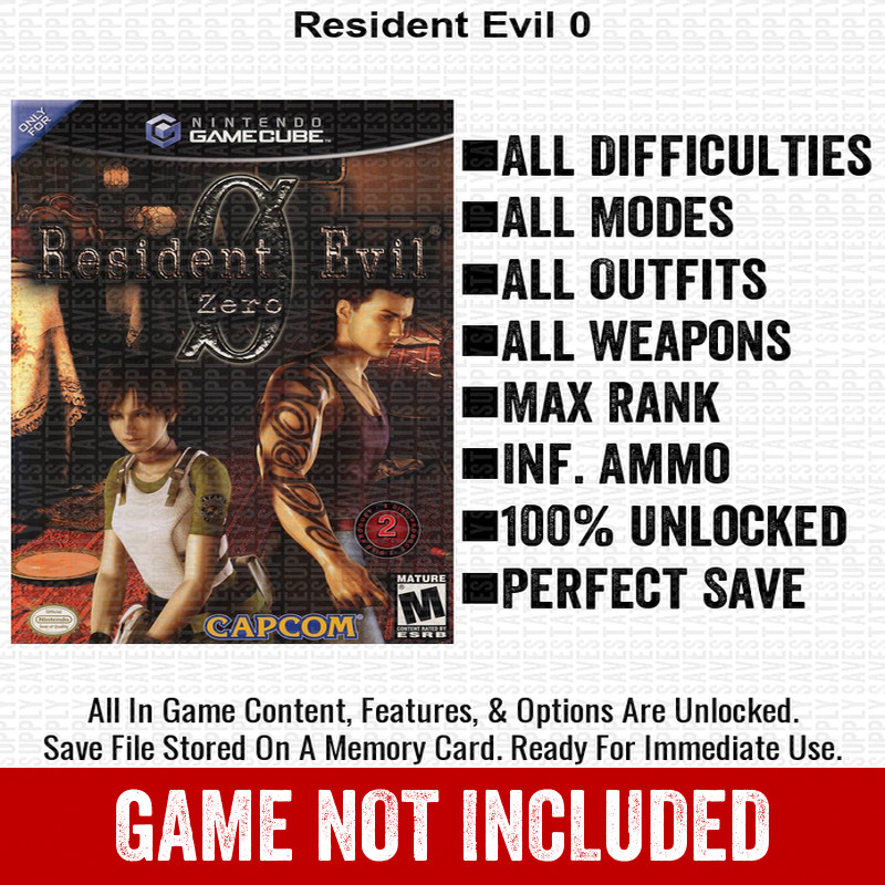 Resident Evil 0 100% Nintendo GameCube Memory Card Save CHEATS