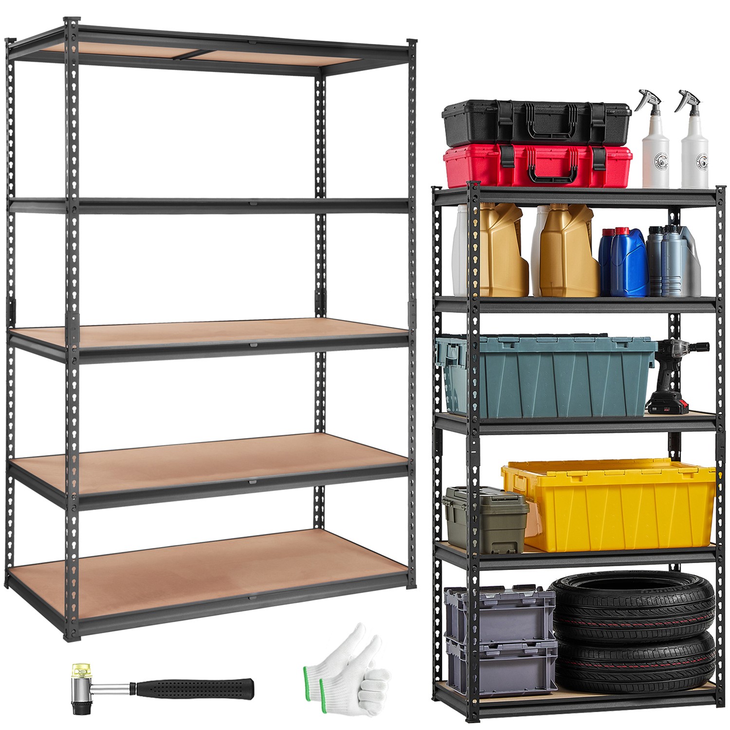 5 Tiers Heavy Duty Storage Shelving Adjustable 2000 lbs Capacity Rack Organizer