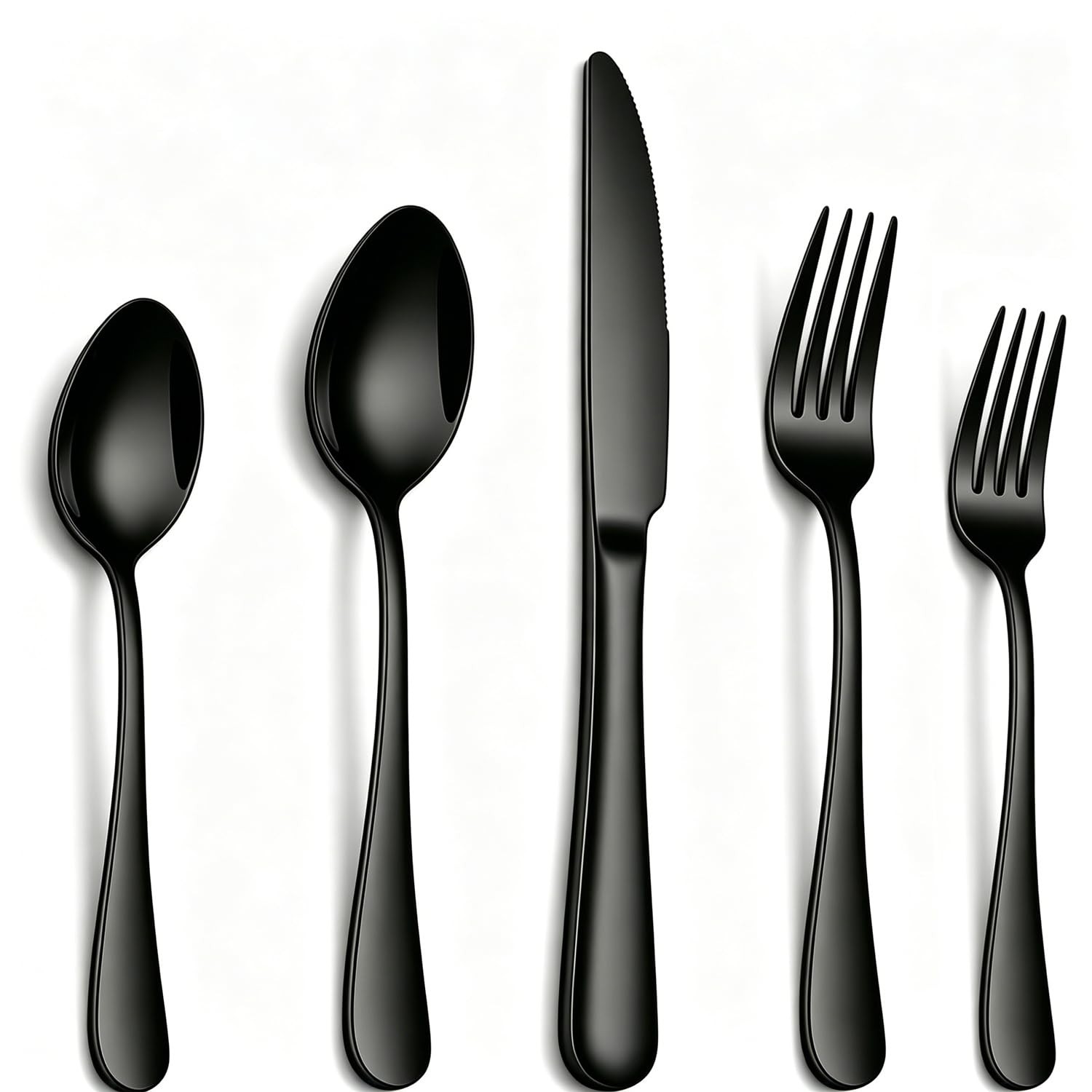 20 Pcs Black Silverware Set, Stainless Steel Flatware Set for 4 Food Grade Cu...