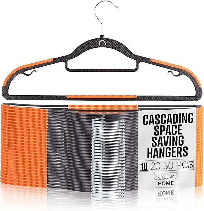 Plastic Hangers 10 Pack, Cascading Slim Space Saving Clothing Hangers