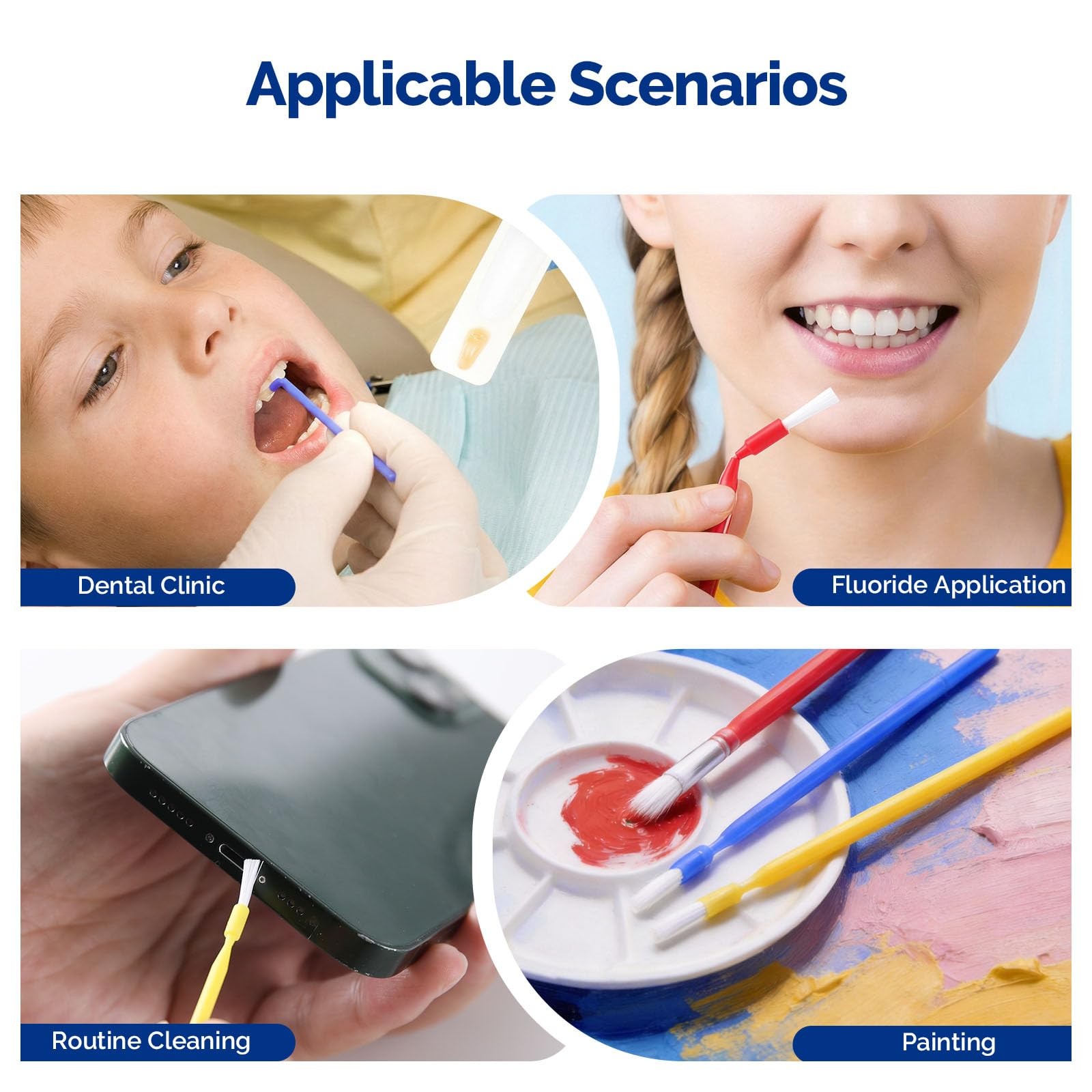 400pcs Disposable Dental Micro Applicator Brushes with Bendable White Brush T...