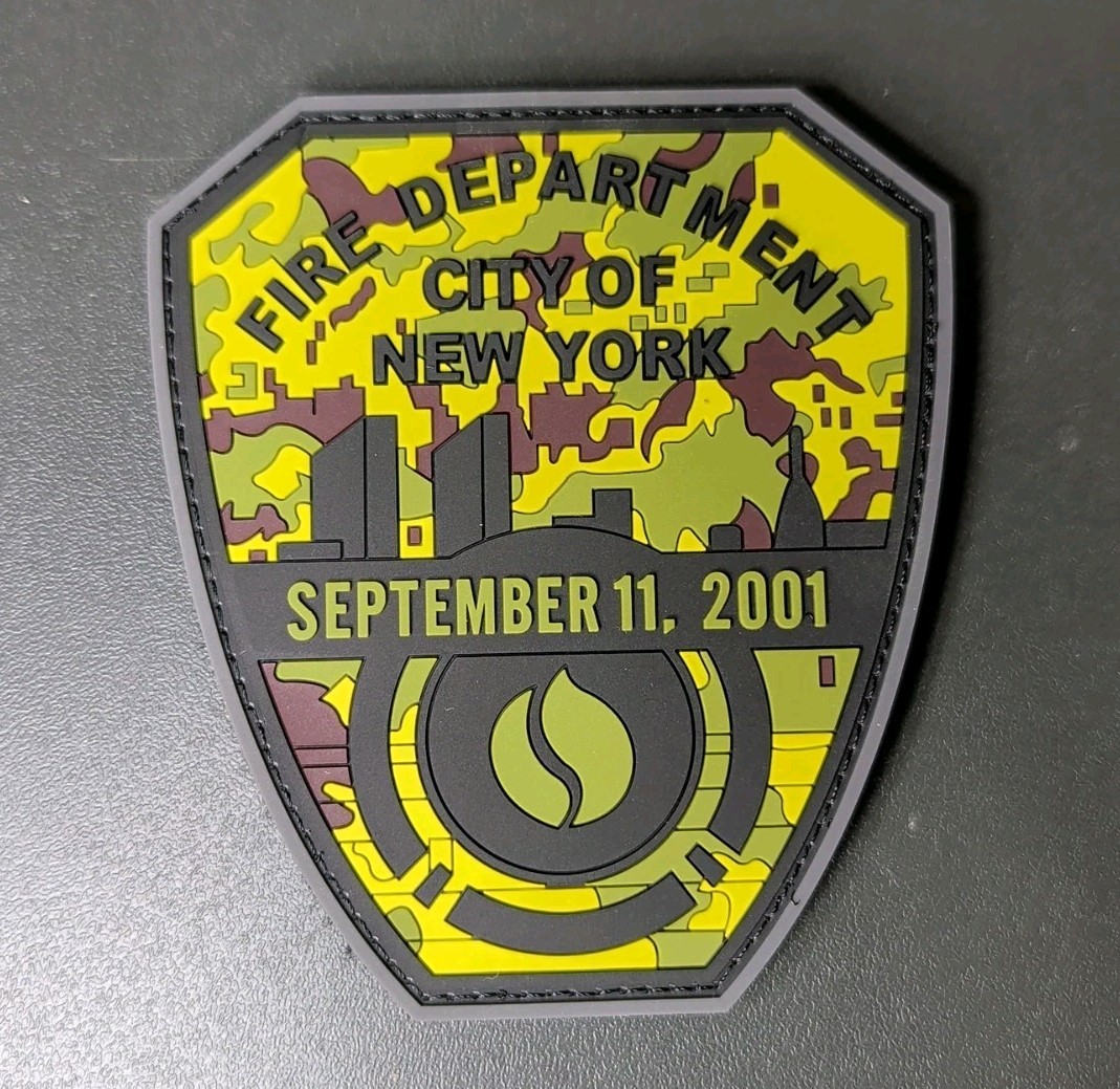 New York City Fire Dept NYFD 9-11 Memorial September 11, 2001 Camo rubber patch