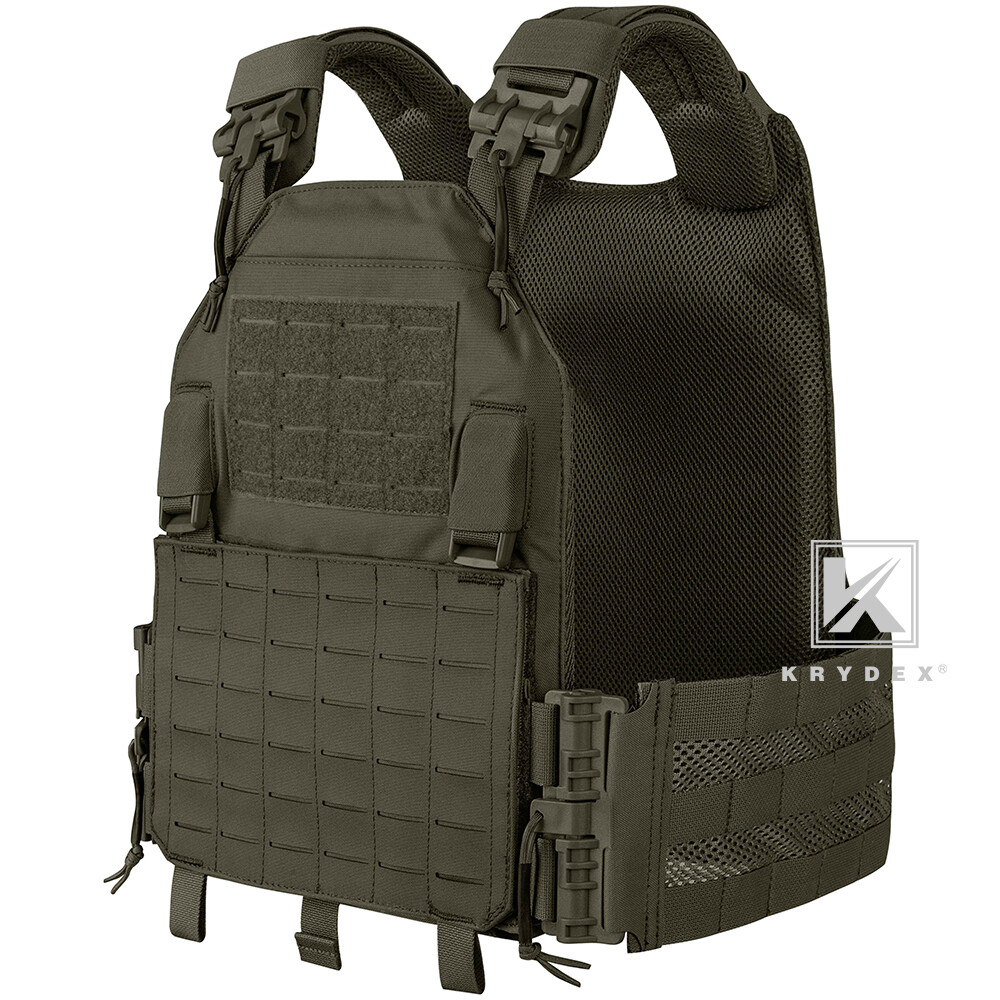 KRYDEX Plate Carrier Tactical Vest Quick Release Laser Cut MOLLE Panels Green