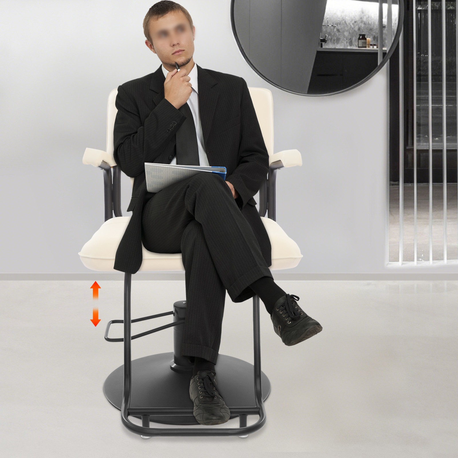 Salon Styling Chair, 360° Swivel Barber Chair, Adjustable Beauty Chair -white