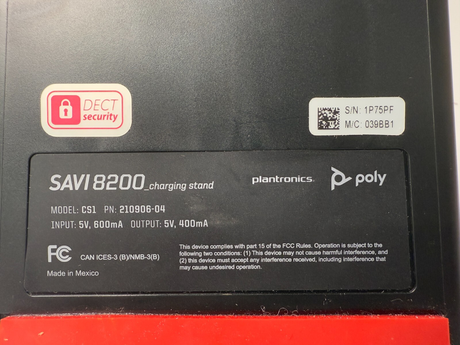 POLY PLANTRONICS SAVI 8200 CS1 No USB Adapter / Dongle