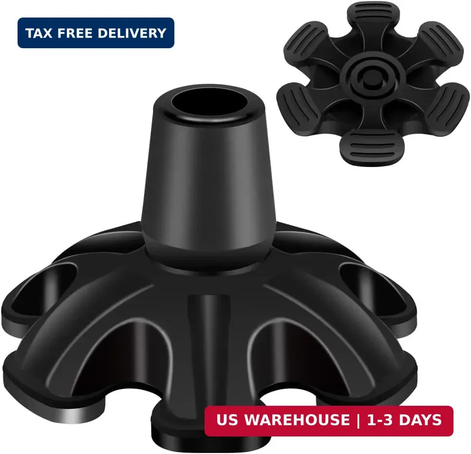 Cane Tip 3/4 inch 6 Support Cane Feet Self Standing Cane Tip, 6 Support Feets Ba