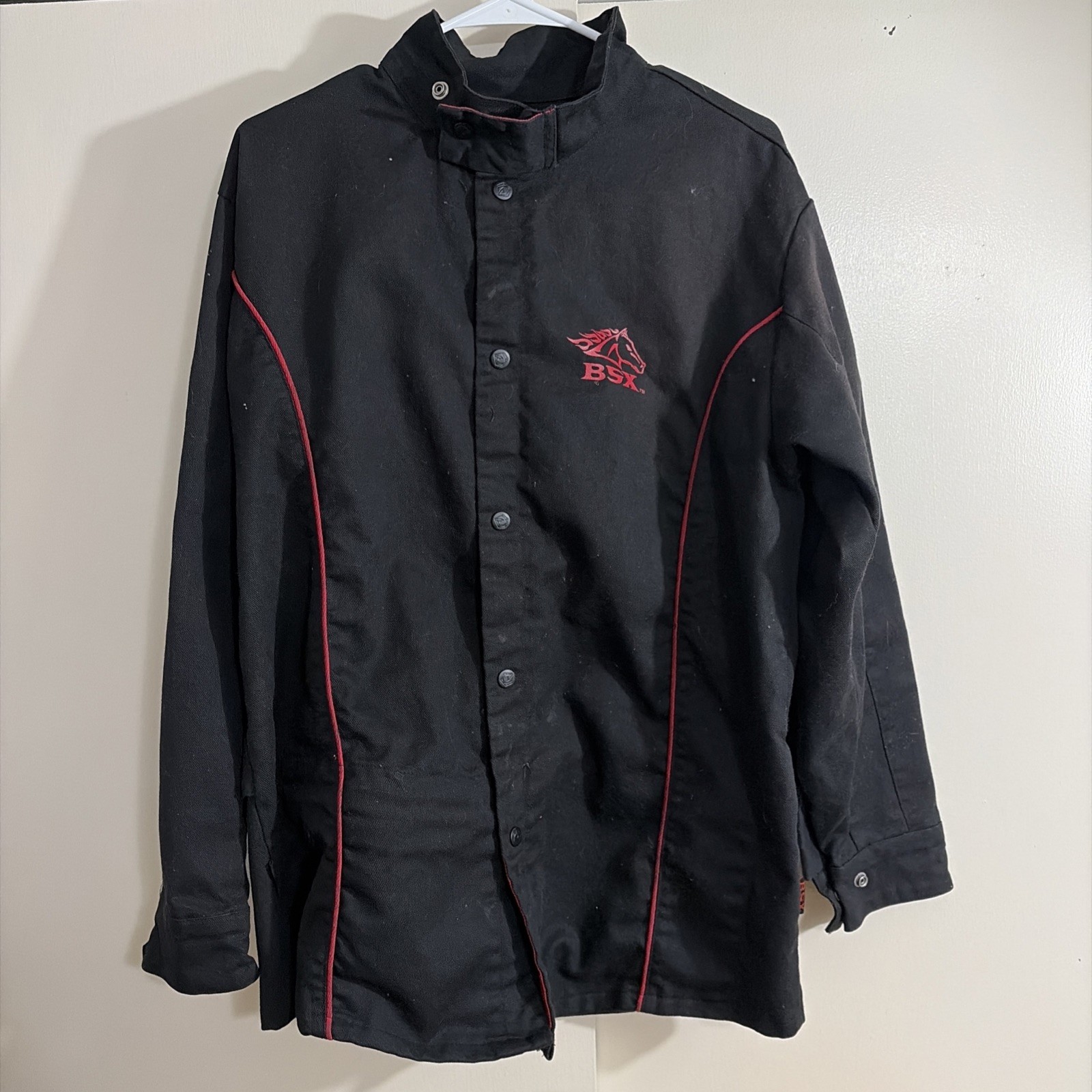 QTY 3 BSX Welding Jacket Size Medium Long Sleeve Black Button Up Flame Resistant