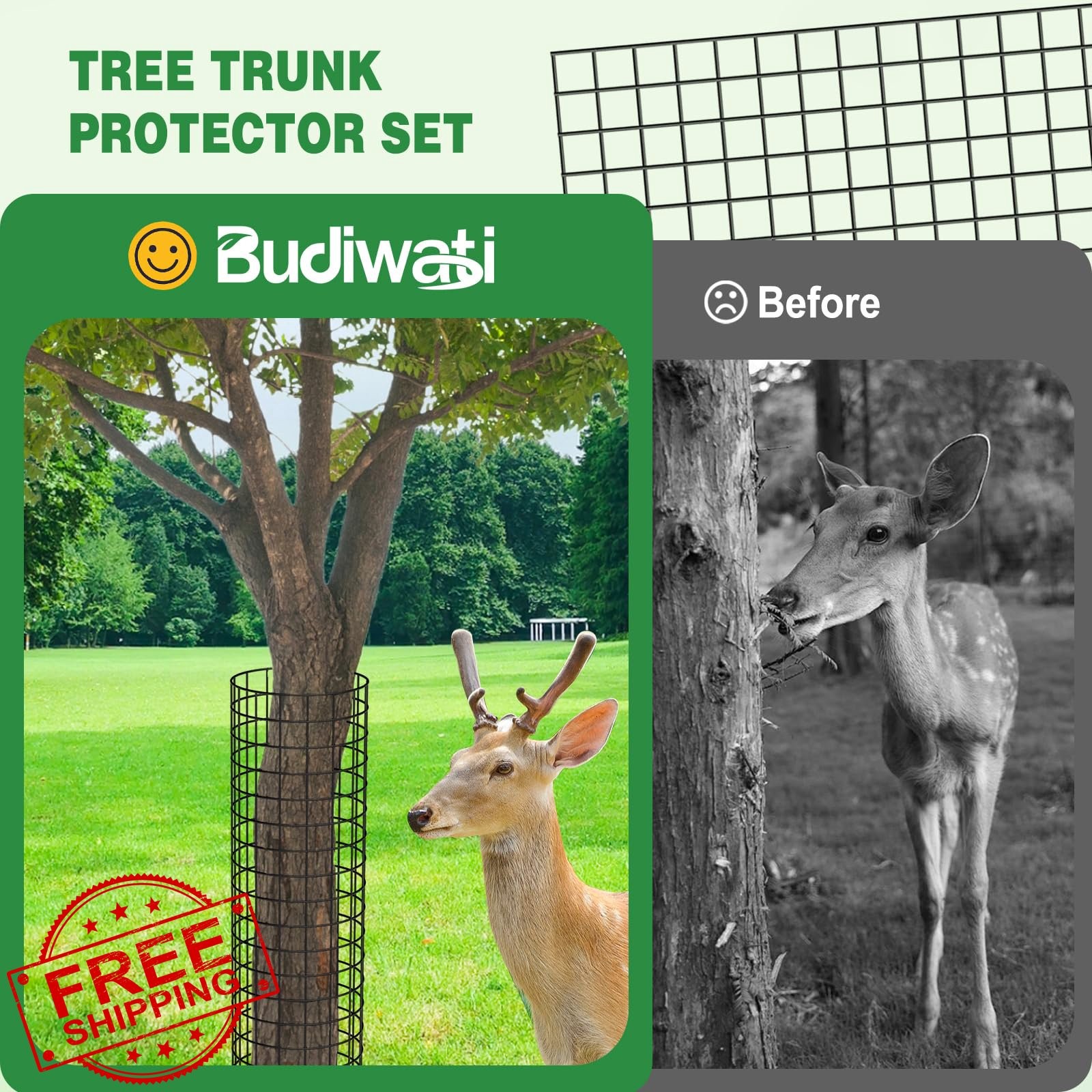 Metal Tree Trunk Protector Guard 48" Mesh Deer/Mower Guard 6Pcs + Ties/Gloves