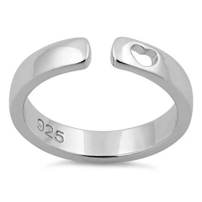 925 Sterling Silver Heart Cut Semi Band Ring