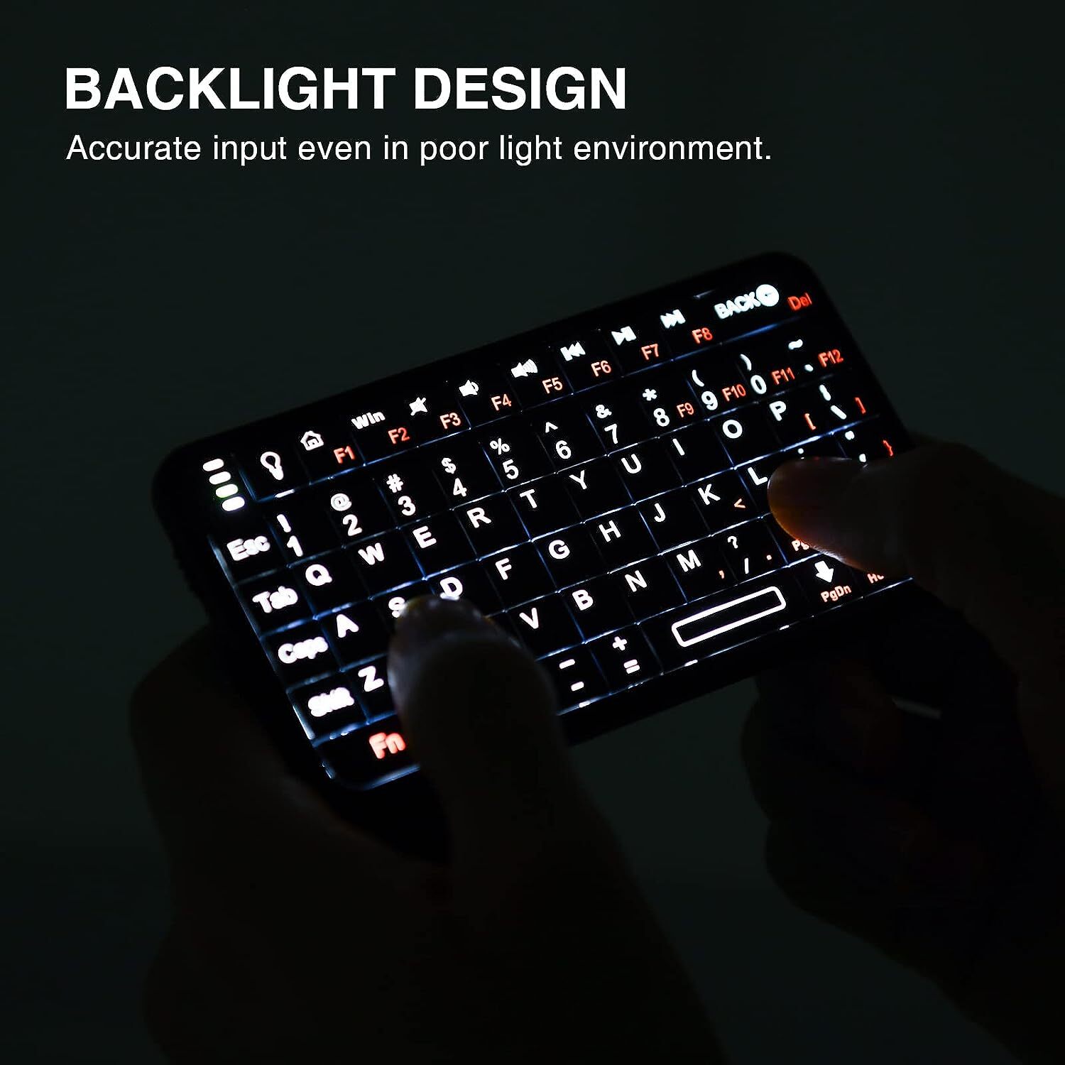 Mini Bluetooth Keyboard Wireless Qwerty 66 Keys Backlit Rechargeable Portable