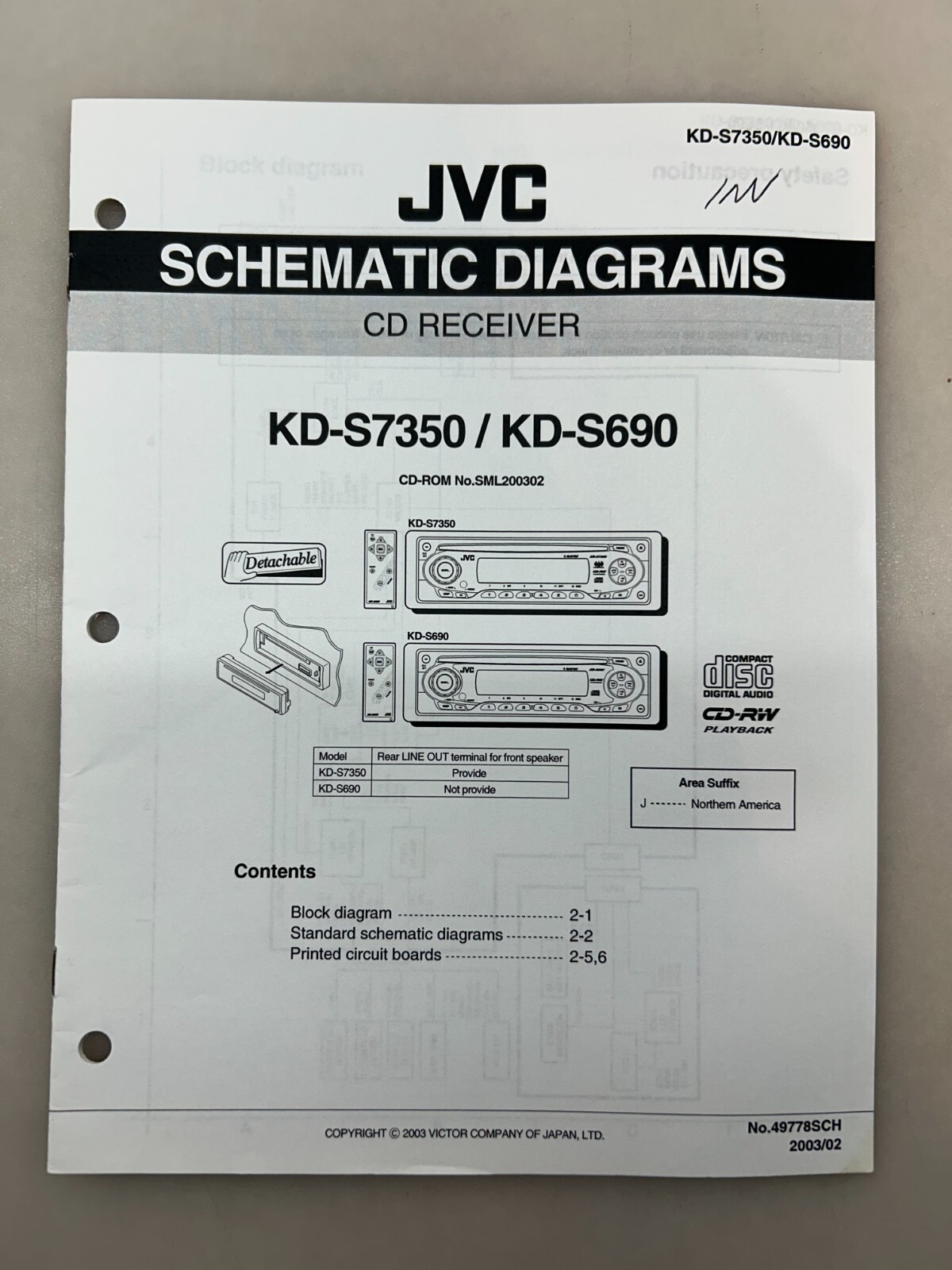 JVC KD-S7350 S690 Original Schematics Free Shipping