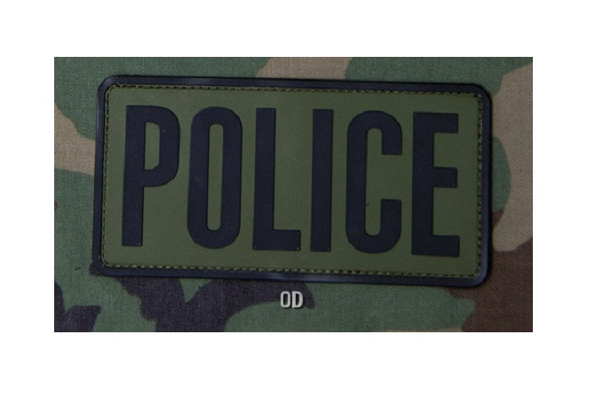 Milspec Monkey MSM Morale Patch POLICE OD GREEN - 6 " x 3 " PVC Hook & Loop NEW