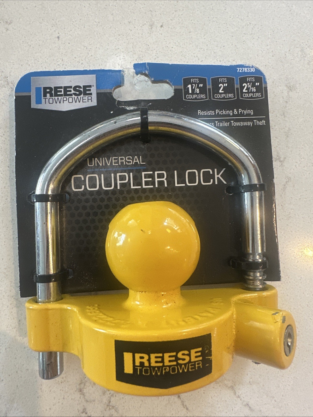 REESE Towpower Coupler Lock Universal Tow Hitch 72783. Fits 1-7/8" 2" 2-5/16"