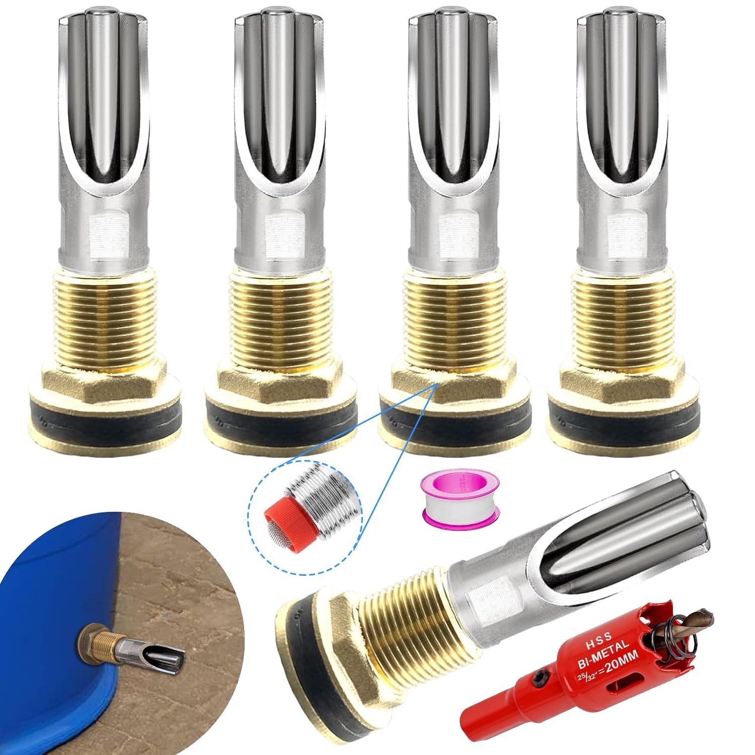 Pig Waterer Nipple 5 PCS Automatic Pig Nipple Drinkers with 5 Pcs Brass Water...