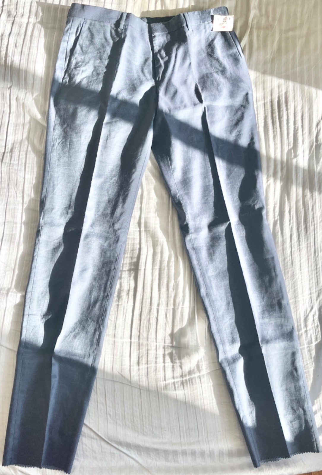 NWT HUGO BOSS Mens Navy Blue Linen+Cotton Dress Pants US33/EU49 Made in Bulgaria