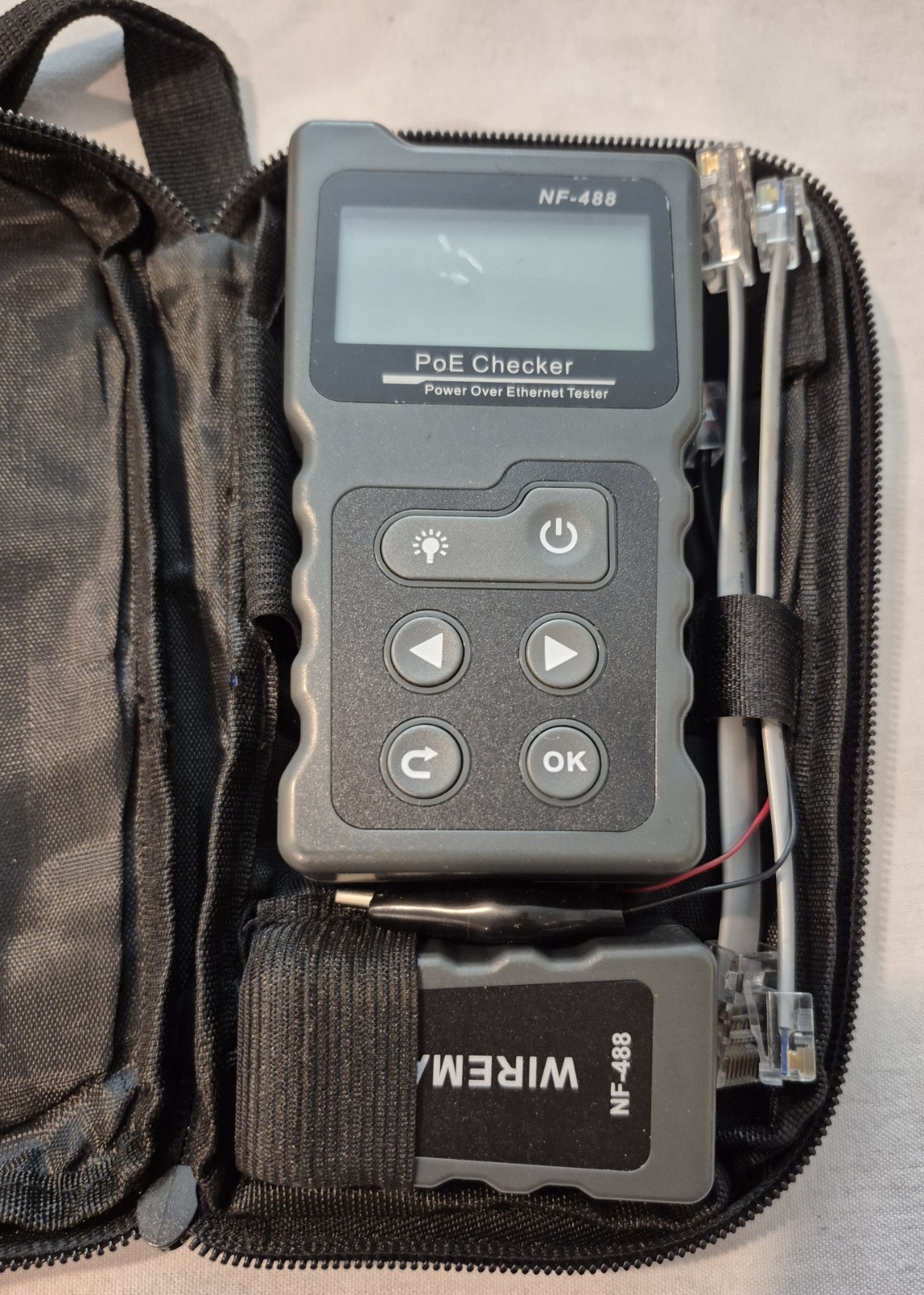 NF-488 PoE Tester,Network Cable Tester Checker Inline PoE Voltage&Current Tester