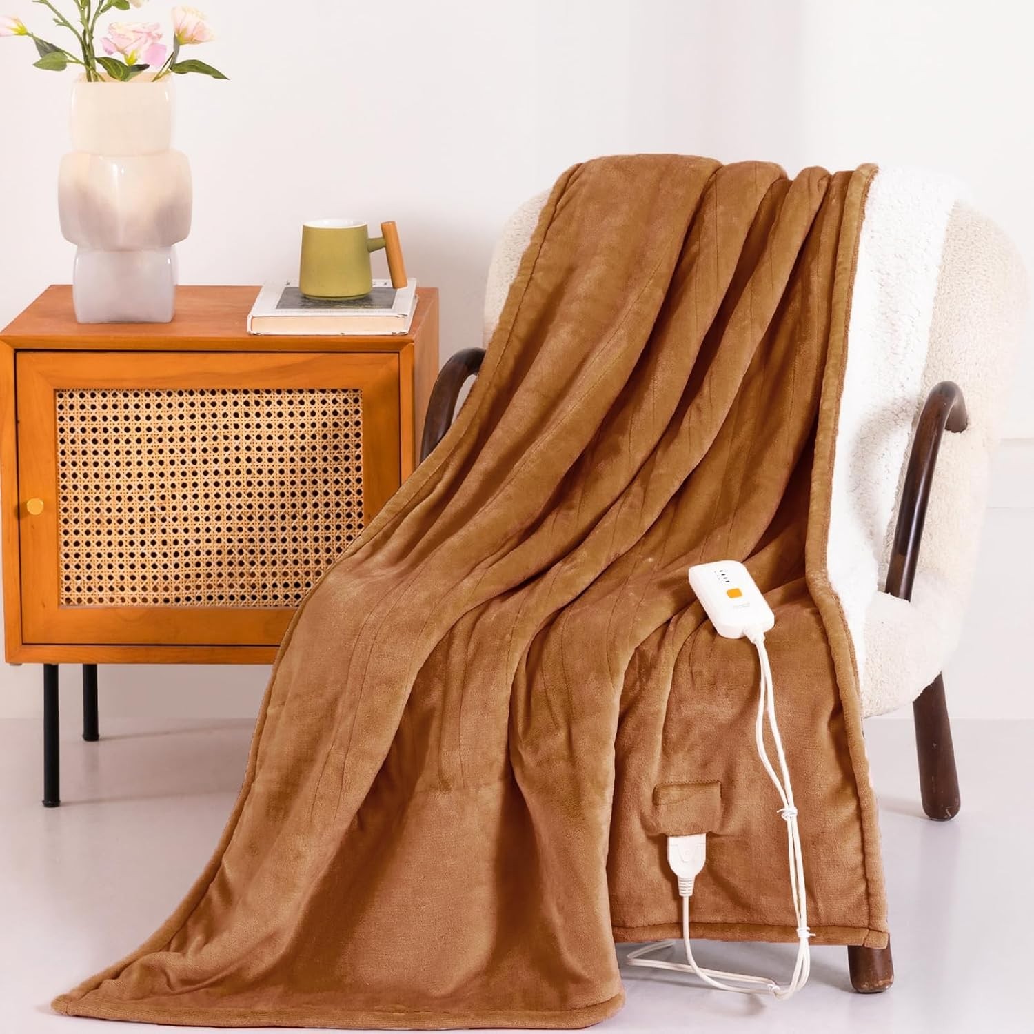 Cocoa Brown Electric Throw Blanket 50” x 60” - 3 Hours Auto Shut-Off Function