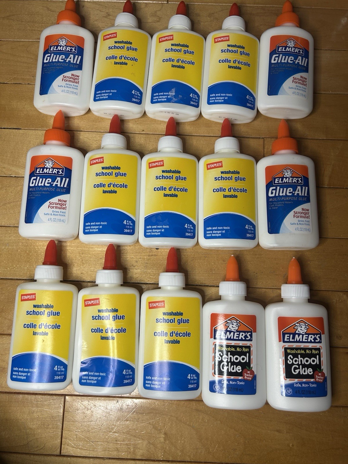 Elmer's & Staples Multi-Purpose School Glue White Bottles Lot 39417 (15 piece)