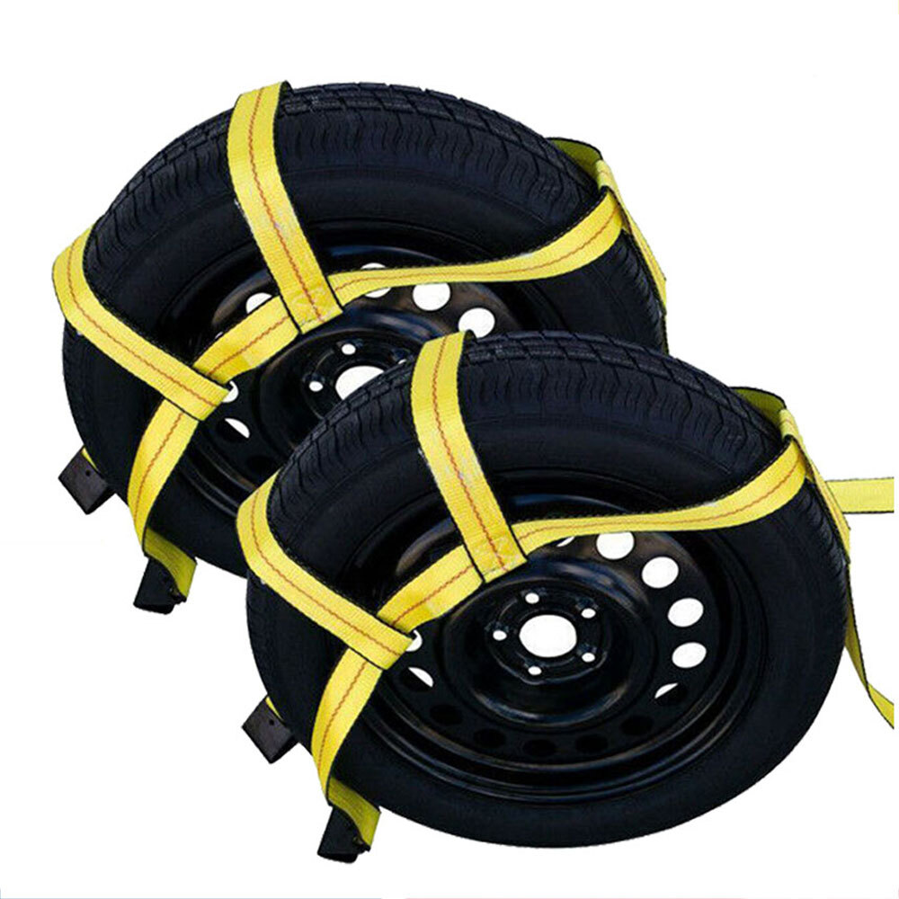 2x Robbor Car Basket Straps w/ Flat Hook 3333 lbs Working Load Limit Yellow New