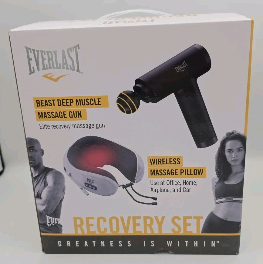 Everlast Recovery Set Deep Muscle Massage Gun And Wireless Massage Pillow