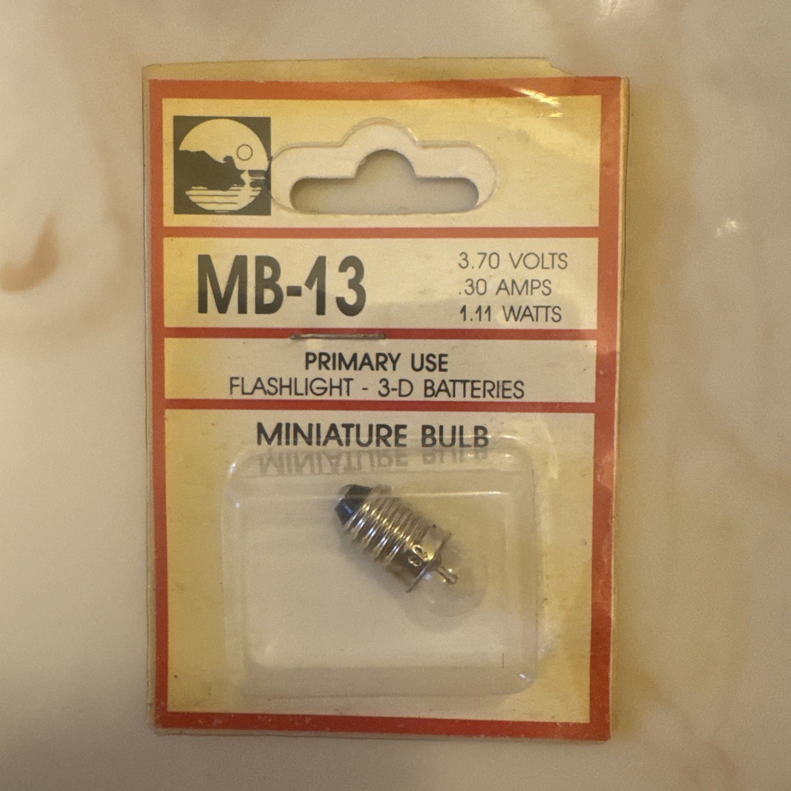 Flashlight Replacement Bulb ~ 3D - 3.7V 0.3A Screw Base ~ Made In USA