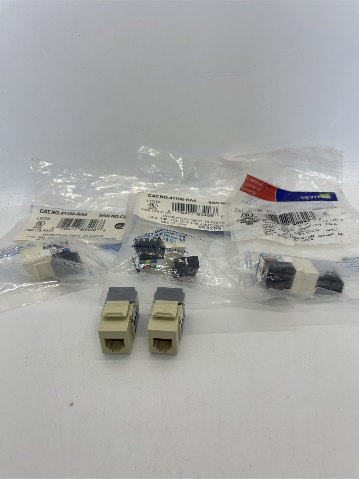 Lot of Leviton QuickPort 6-Conductors Ivory 41106-RA6/RT6/RI6 NOS