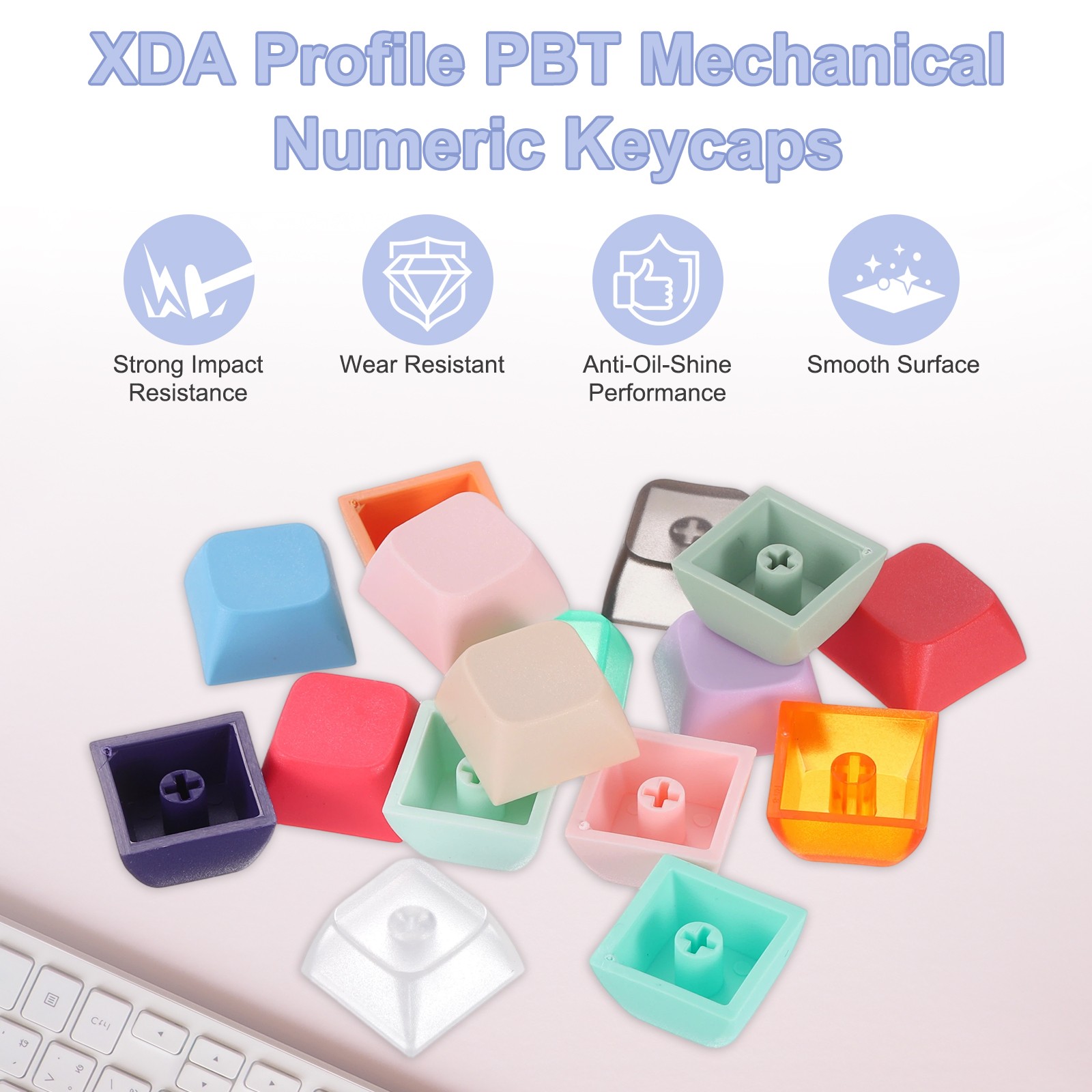 10Pcs XDA Profile Keycap Set PBT Mechanical Numeric Keypads, Yellow