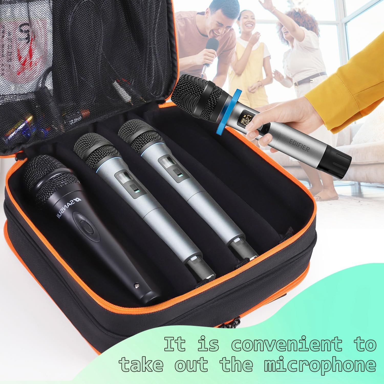 Microphone Case,Wireless Microphone Bag,Portable Storage Case,8 Slots Mic
