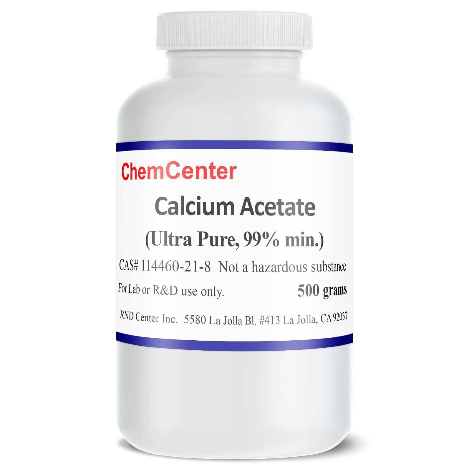 Calcium Acetate, Ultra Pure, 99% min., 500 grams