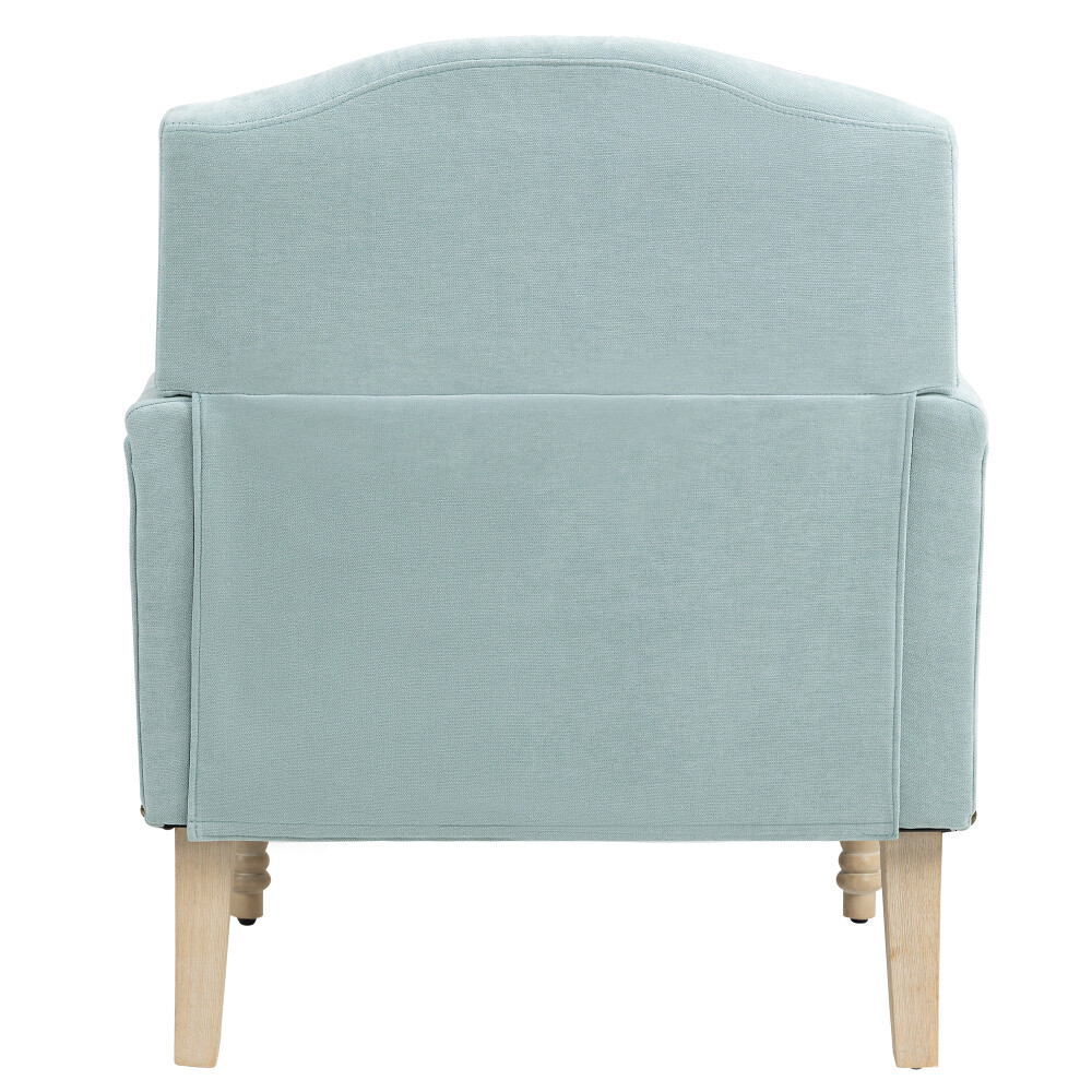 Modern Accent Chair - Comfy Upholstered ，Retro Wood Legs & Nailhead Trim (300LB)