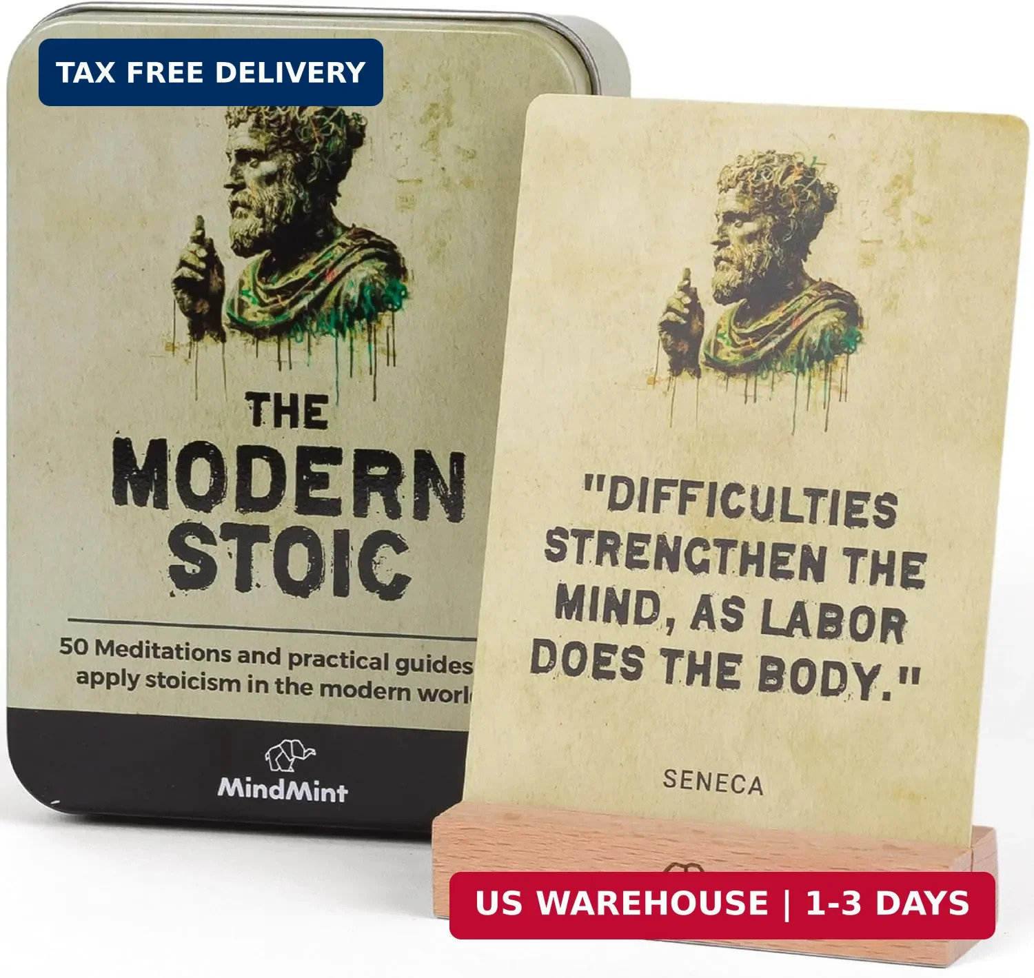 Daily Stoicism Affirmation Cards - 50 Stoic Life Change Quotes, Philosophy Gift