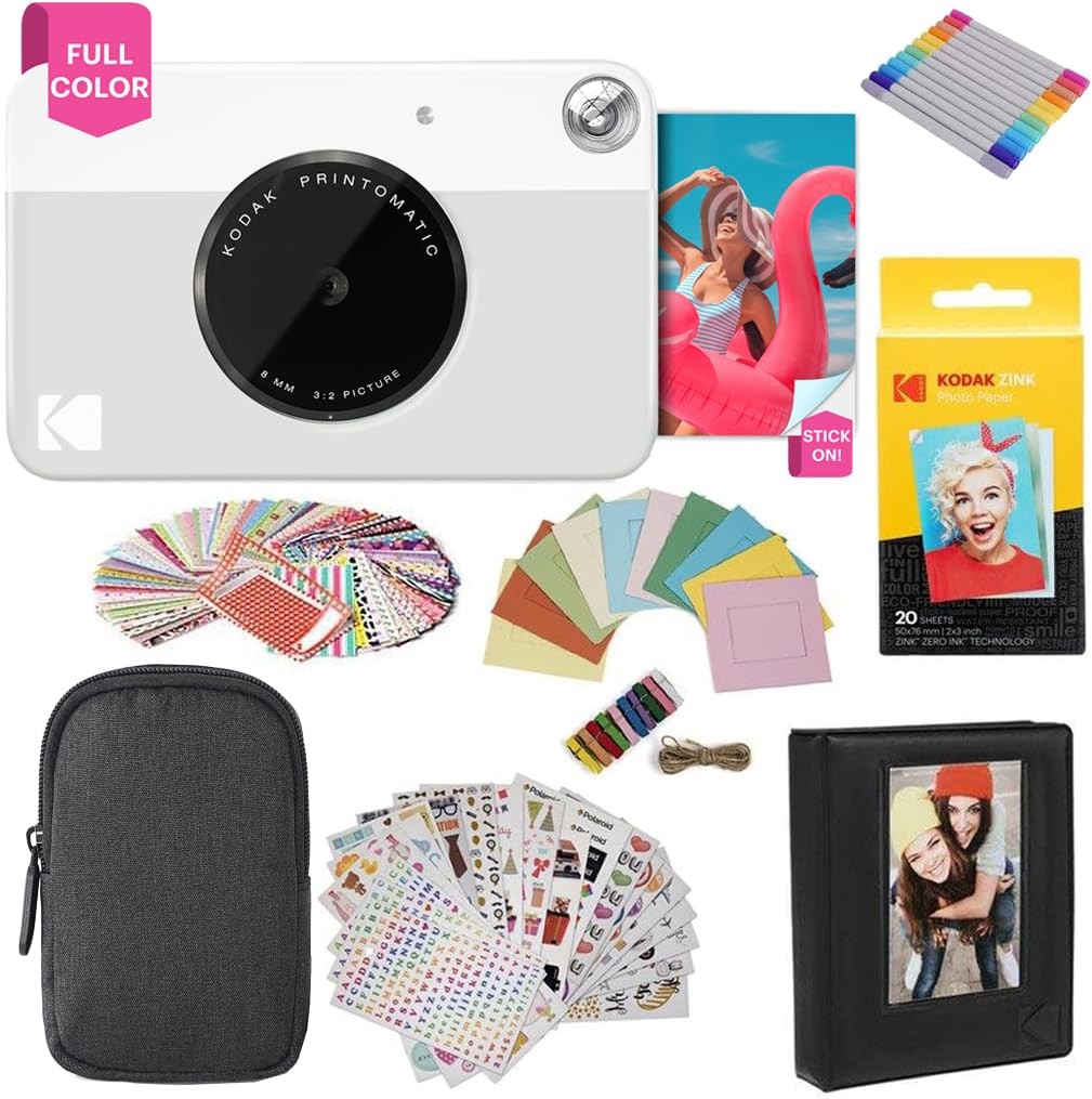 Kodak Printomatic Instant Camera (Grey) + Gift Bundle 20 Sheets, Grey