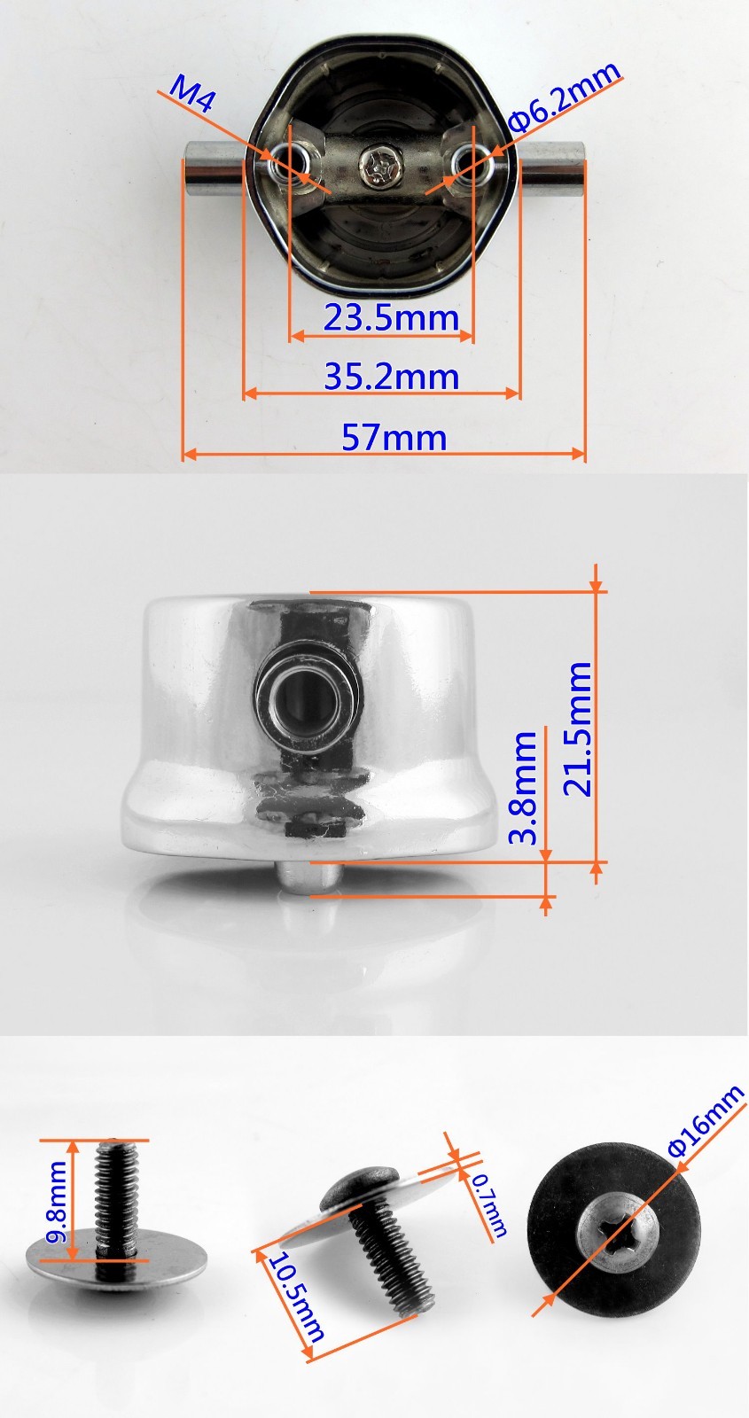 10 Double End Tom Drum Lugs with Mounting Screws